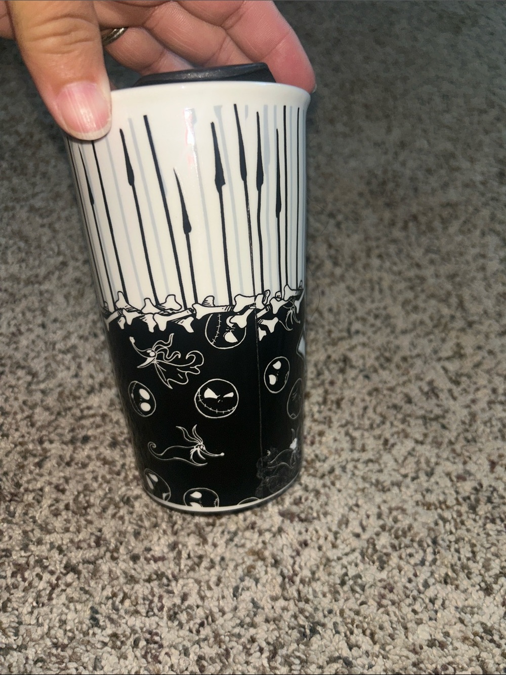 Disney The Nightmare Before Christmas White and Black Ceramic Tumbler - Picture 4 of 5
